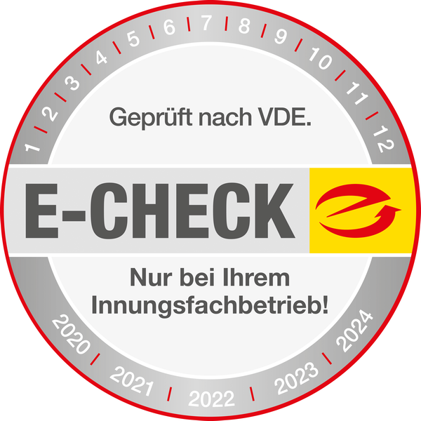 Offizielle E-CHECK Prüfplakette 2020 bis 2024 – Doberstein Elektrik ist geprüfter Innungsfachbetrieb